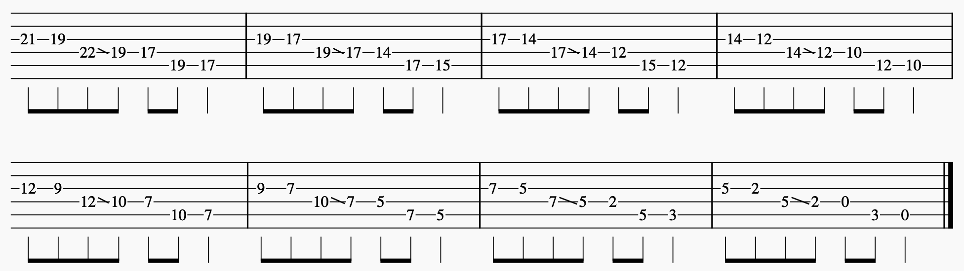 Ex. 2b — Seven-note pattern on the ADG set, descending